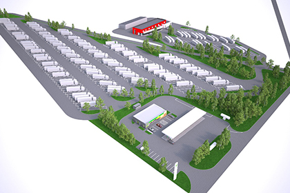 Parking dla samochodów ciężarowych ze stacją paliw przy Autostradzie A1 Kopytkowo